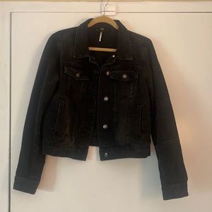 FREE PEOPLE Black Denim Jacket, Size M